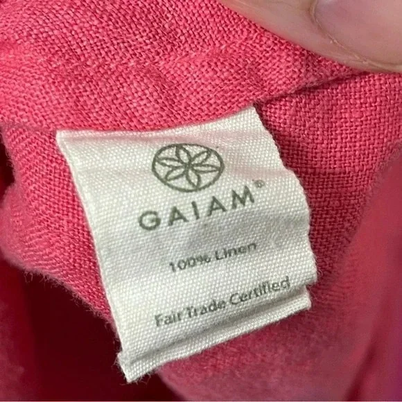 Gaiam Woman's XS Sleeveless Maxi Dress Lagenlook Coral Pink Linen Vacation Dress - Picture 8 of 14